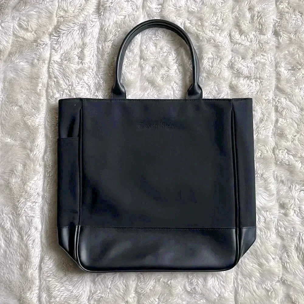 Calvin Klein‎ black tote embroidered shoulder bag